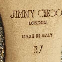 Pre Owned Jimmy Choo Abel Size 37 Gold Glitter Pointed Toe  Pumps