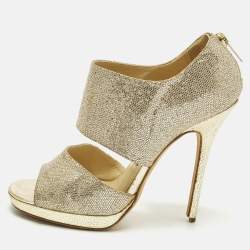 Pre Owned Jimmy Choo Private Size 36.5 Metallic Glitter Ankle Strap Sandals