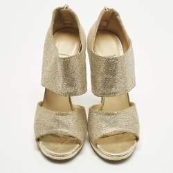 Pre Owned Jimmy Choo Private Size 36.5 Metallic Glitter Ankle Strap Sandals