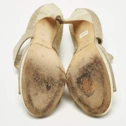 Pre Owned Jimmy Choo Private Size 36.5 Metallic Glitter Ankle Strap Sandals