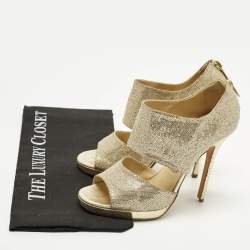 Pre Owned Jimmy Choo Private Size 36.5 Metallic Glitter Ankle Strap Sandals