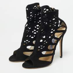 مملوكة مسبقًا  صندل جيمي تشو إيموجن سويدي أسود بفتحات مطاطية مقاس 38