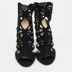 مملوكة مسبقًا صندل جيمي تشو إيموجن سويدي أسود بفتحات مطاطية مقاس 38