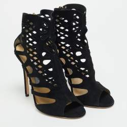 مملوكة مسبقًا صندل جيمي تشو إيموجن سويدي أسود بفتحات مطاطية مقاس 38