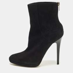 Pre Owned Jimmy Choo Gracie Size 38 Black Suede Ankle Length Boots