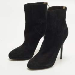 Pre Owned Jimmy Choo Gracie Size 38 Black Suede Ankle Length Boots
