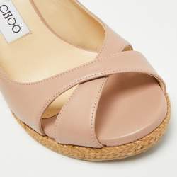 Pre Owned صندل جيمي تشو أميلي جلد أزرق فتحة كعب كعب روكي فليني مقاس 37.5