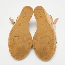 Pre Owned صندل جيمي تشو أميلي جلد أزرق فتحة كعب كعب روكي فليني مقاس 37.5