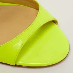 Pre Owned صندل جيمي تشو "لانس" جلد أصفر بكعب مشبك مقاس 37