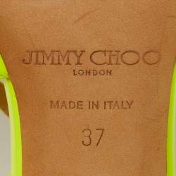 Pre Owned صندل جيمي تشو "لانس" جلد أصفر بكعب مشبك مقاس 37