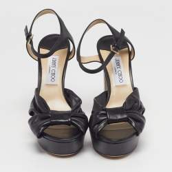 Pre Owned Jimmy Choo Heloise Size 41 Black Leather Ankle Strap Sandals