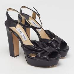 Pre Owned Jimmy Choo Heloise Size 41 Black Leather Ankle Strap Sandals