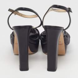 Pre Owned Jimmy Choo Heloise Size 41 Black Leather Ankle Strap Sandals