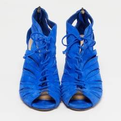 Pre Owned صندل جيمي تشو كينان سويدي أزرق مقاس 38