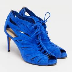 Pre Owned صندل جيمي تشو كينان سويدي أزرق مقاس 38