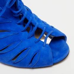 Pre Owned صندل جيمي تشو كينان سويدي أزرق مقاس 38