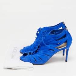 Pre Owned صندل جيمي تشو كينان سويدي أزرق مقاس 38