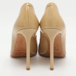 Pre Owned حذاء كعب عالي جيمي تشو رومي جلد لامع بيج مقاس 38