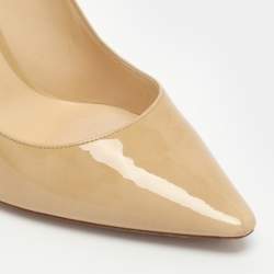 Pre Owned حذاء كعب عالي جيمي تشو رومي جلد لامع بيج مقاس 38