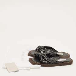 Pre Owned Jimmy Choo Tropica Gel Size 38.5 Black Python Embossed Leather Flat Slides 