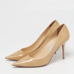 Pre Owned Jimmy Choo Love Size 41 Beige Patent Leather Pumps