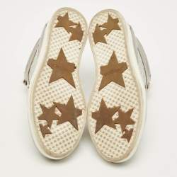 Pre Owned Jimmy Choo Miami Size 40 Silver Glitter and Leather Low Top Sneakers