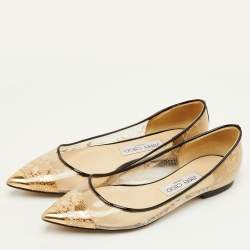 Pre Owned Jimmy Choo Romy Size 37 Transparent Patent Leather and PVC Ballet Flats