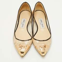 Pre Owned Jimmy Choo Romy Size 37 Transparent Patent Leather and PVC Ballet Flats