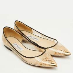 Pre Owned Jimmy Choo Romy Size 37 Transparent Patent Leather and PVC Ballet Flats