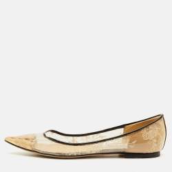 Pre Owned Jimmy Choo Romy Size 37 Transparent Patent Leather and PVC Ballet Flats