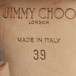 Pre Owned Jimmy Choo Lance Size 39 Silver Leather Ankle Strap Sandals