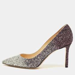 Pre Owned Jimmy Choo Romy Size 39 Silver/Purple Degrade Glitter Pumps