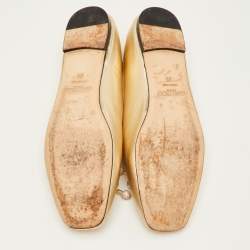 Pre Owned Jimmy Choo Elme Bow Size 39 Metallic Gold Leather Ballet Flats