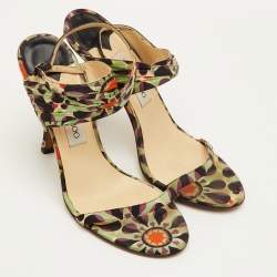 مملوكة مسبقًا صندل بكاحل من قماش مطبوع متعدد الألوان جيمي تشو مقاس 40