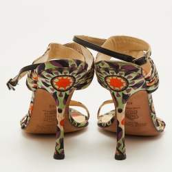 مملوكة مسبقًا صندل بكاحل من قماش مطبوع متعدد الألوان جيمي تشو مقاس 40