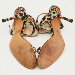 مملوكة مسبقًا صندل بكاحل من قماش مطبوع متعدد الألوان جيمي تشو مقاس 40