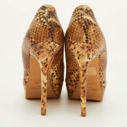 Pre Owned حذاء كعب عالي جيمي تشو جلد ثعبان متعدد الألوان منصة مقاس 37