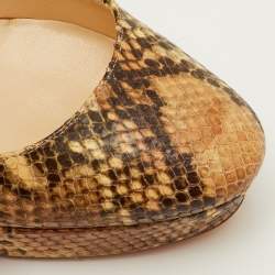 Pre Owned حذاء كعب عالي جيمي تشو جلد ثعبان متعدد الألوان منصة مقاس 37