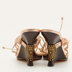 Pre Owned صندل جيمي تشو كعب عالي جلد معدني بلف للكاحل مقاس 36