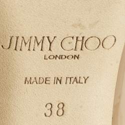 مملوكة مسبقًا حذاء جيمي تشو بينغ بتمام جلد براءات بيج مزين بالكريستال مقاس 38
