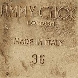 Pre Owned Jimmy Choo Size 36 Black Leather Mesh Bow Ballet Flats