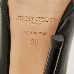 Pre Owned Jimmy Choo Cosmic Size 38 Black Patent Leather Peep Toe Pumps
