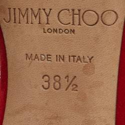 Pre Owned Jimmy Choo Size 38.5 Red Suede Ankle Strap Sandals