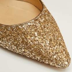 Pre Owned حذاء جيمي تشو رومي مقدمة مدببة لمعة خشنة ذهبية معدنية مقاس 37