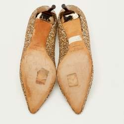 Pre Owned حذاء جيمي تشو رومي مقدمة مدببة لمعة خشنة ذهبية معدنية مقاس 37