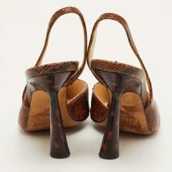 Pre Owned حذاء كعب عالي جيمي تشو فيتو جلد منقوش بنقشة جلد الثعبان بني/أسود بحزام خلفي مقاس 36