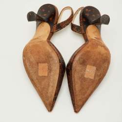 Pre Owned حذاء كعب عالي جيمي تشو فيتو جلد منقوش بنقشة جلد الثعبان بني/أسود  بحزام خلفي مقاس 36