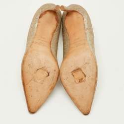 Pre Owned Jimmy Choo Romy Size 35.5 Metallic Gold Glitter Pointed Toe Pumps