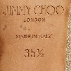 Pre Owned Jimmy Choo Romy Size 35.5 Metallic Gold Glitter Pointed Toe Pumps