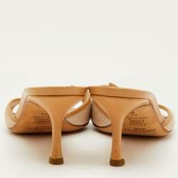 Pre Owned صندل جيمي تشو قماش وجلد بيج مقاس 39